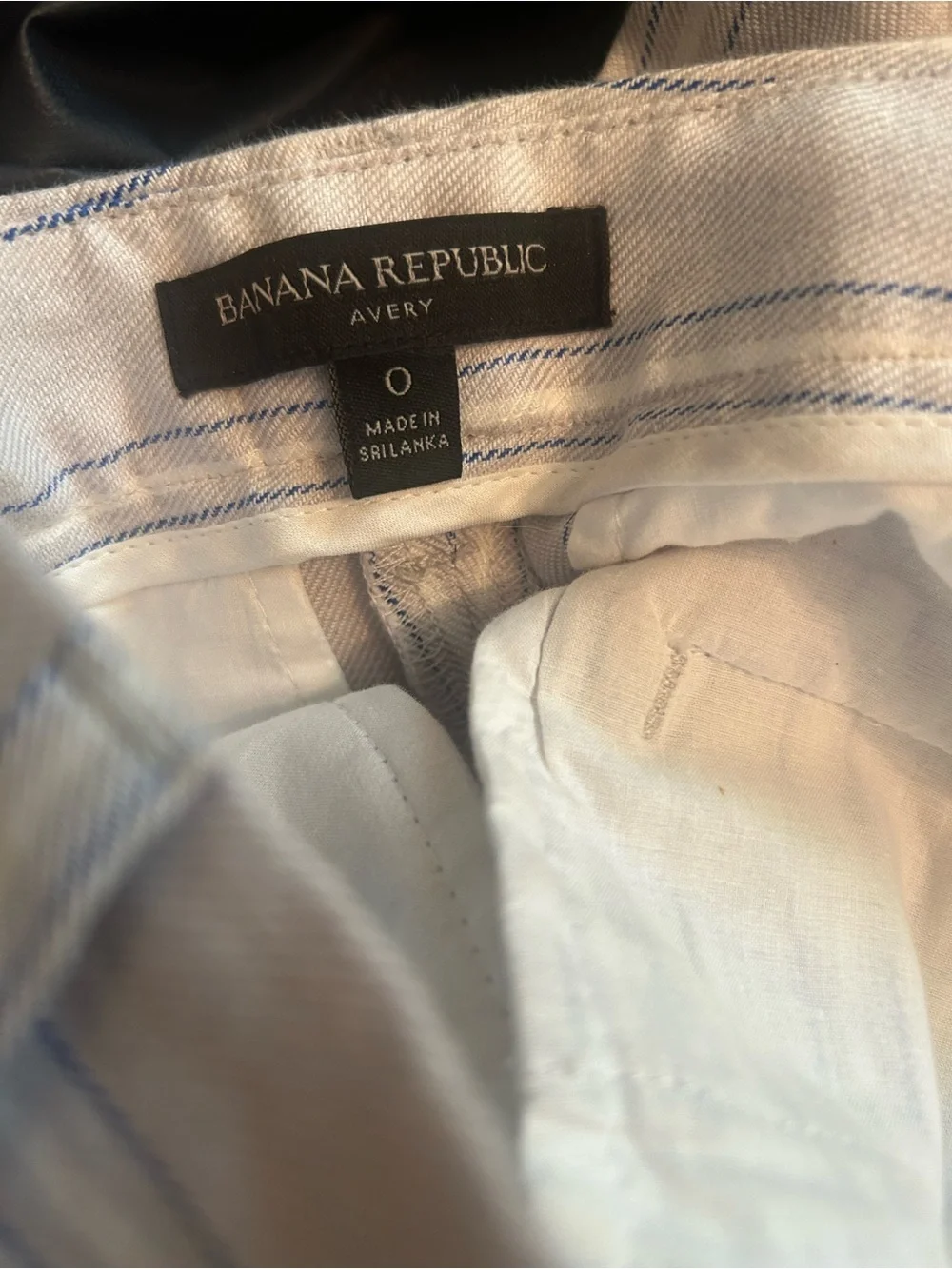 Banana Republic Linen White/blue striped Avery Pants 0